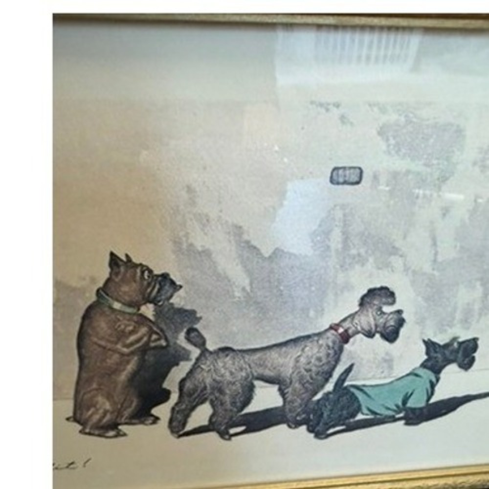 Boris O'Klein Sens Interdit Dirty Dogs of Paris Framed Lithograph Print RARE! - Picture 4 of 12